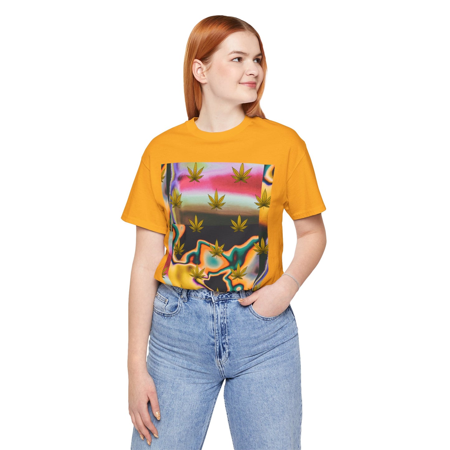Vibrant Leaf Graphic Tee - Unisex Jersey Short Sleeve T-Shirt
