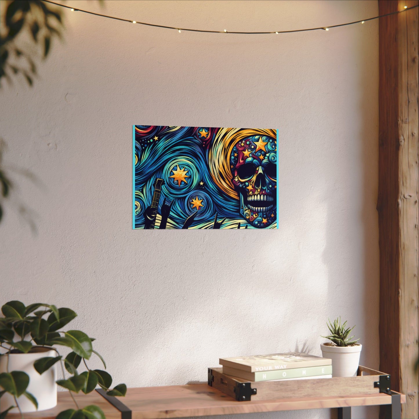 Midnight Rock N Roll Textured Watercolor Matte Posters