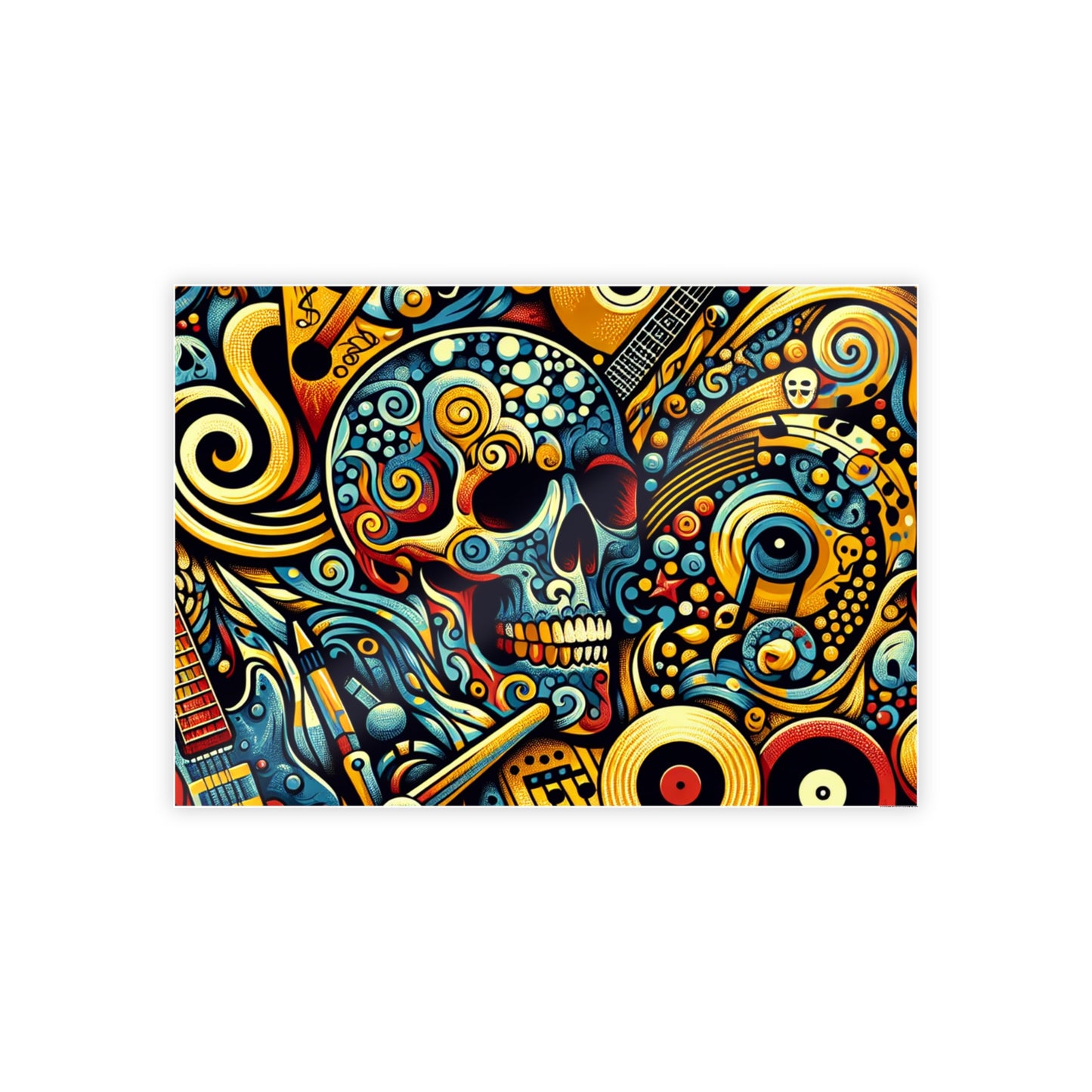 Skull Rock N Roll Gloss Posters