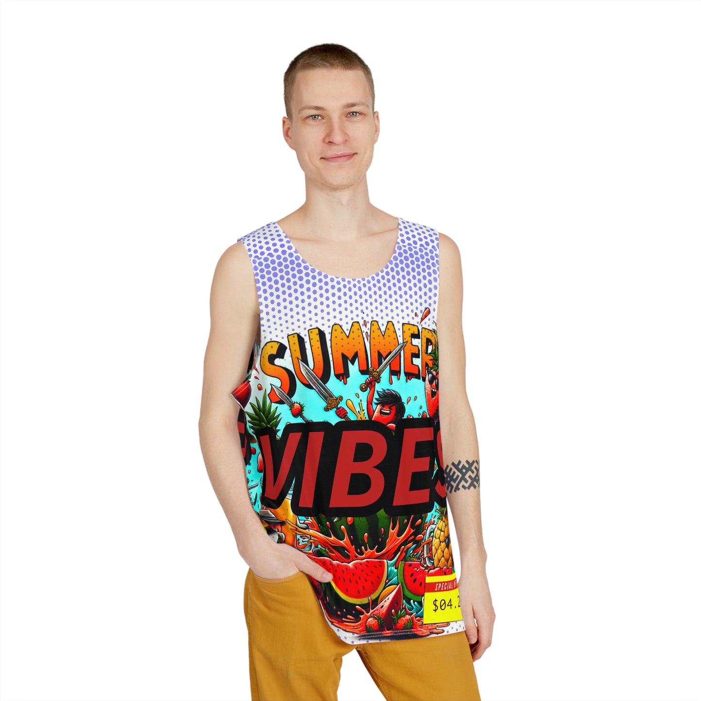 Men's Summer Vibes Tank Top - Colorful Tropical Graphic Tee