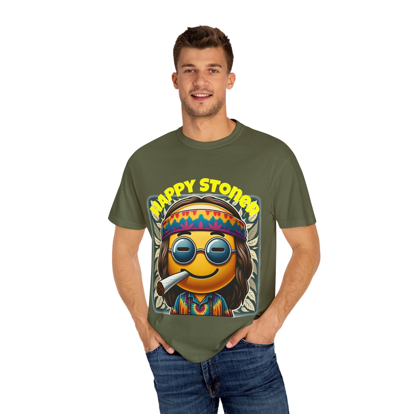 Happy Stoner Unisex Garment-Dyed T-Shirt | Chill Vibe Tee for Budding Enthusiasts
