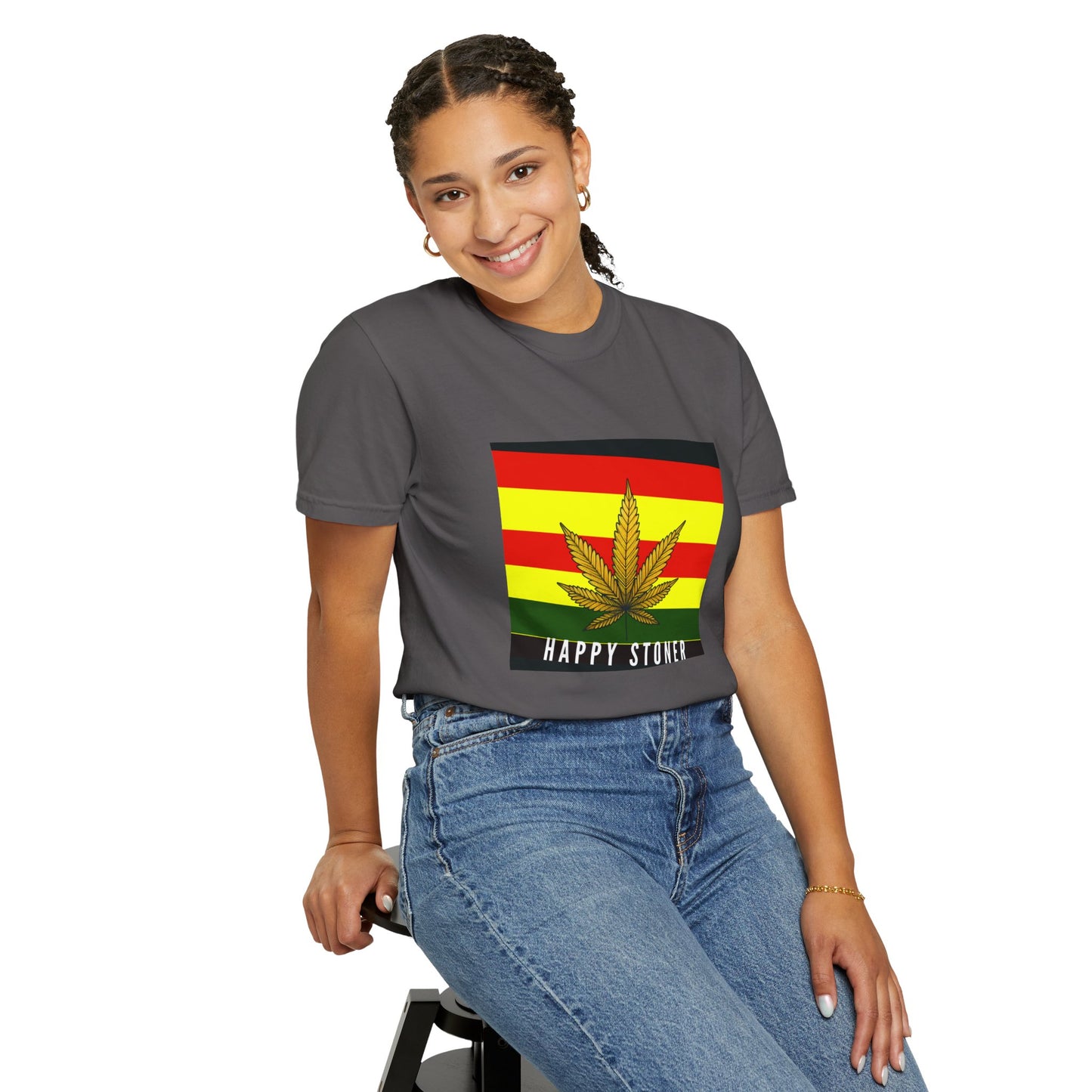 Happy Stoner Unisex Garment-Dyed T-shirt - Chill Vibes for Cannabis Enthusiasts