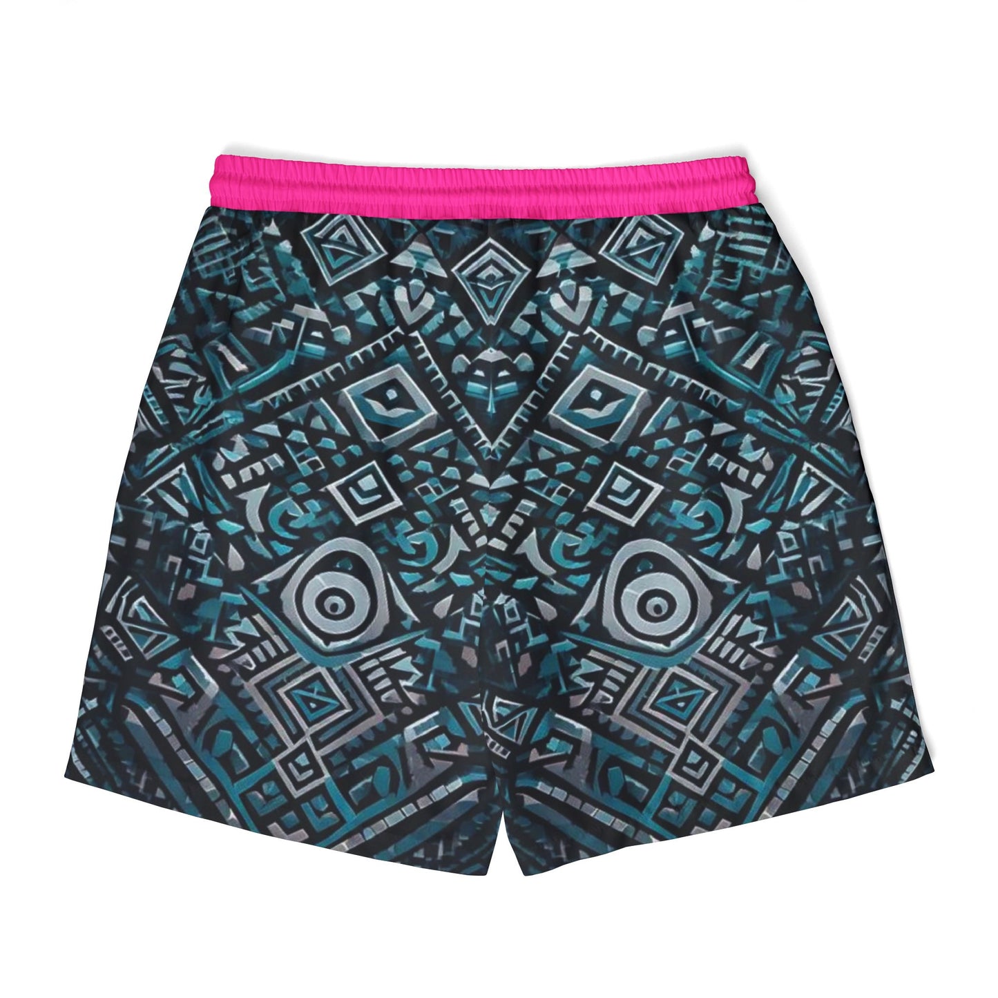 Trendy Unisex Swim Shorts with Vibrant Aztec Pattern