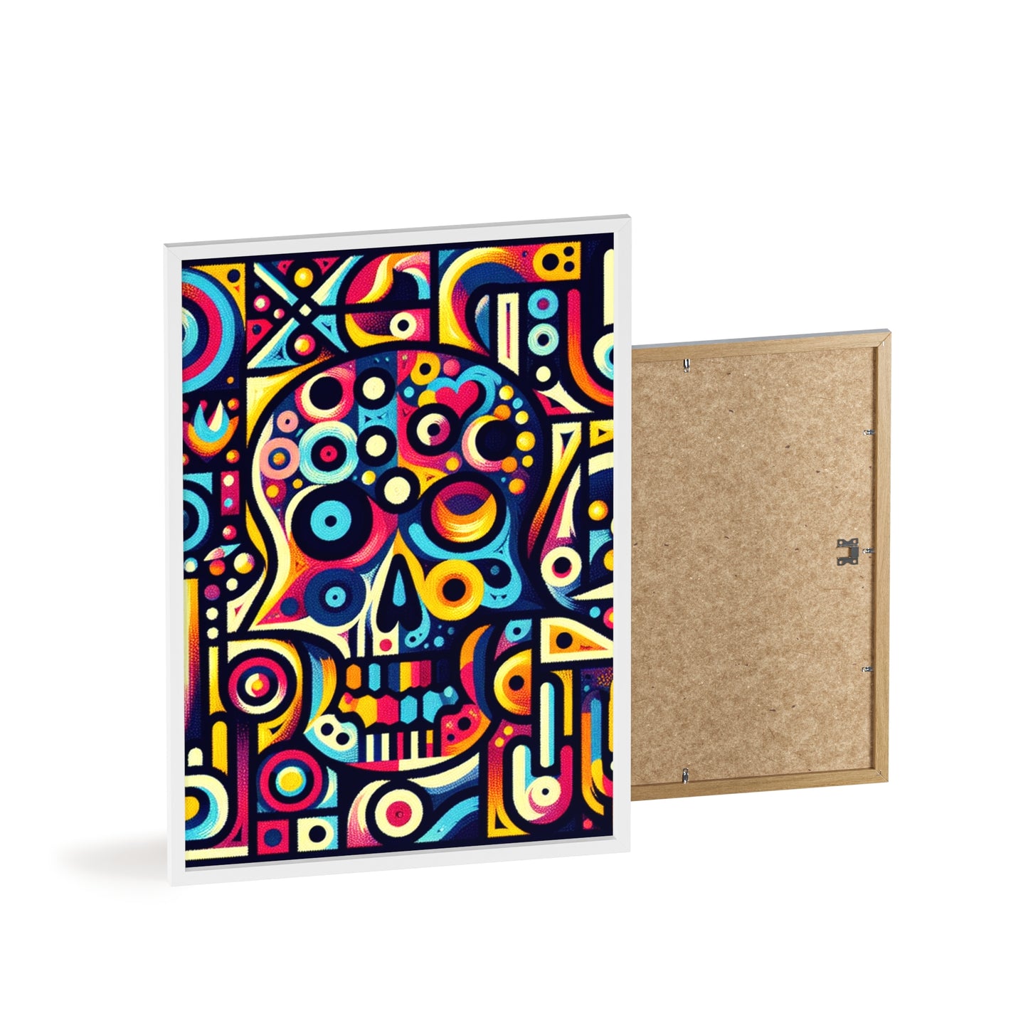 Skull Rock N Roll Posters with Wooden Frame