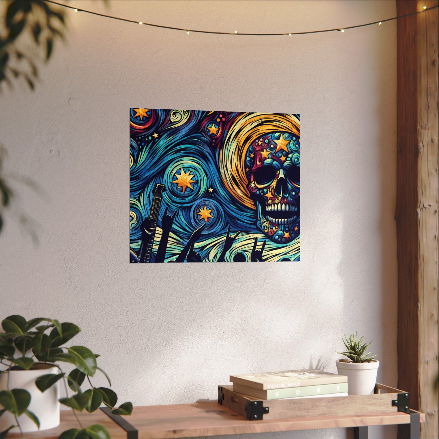 Midnight Rock N Roll Textured Watercolor Matte Posters