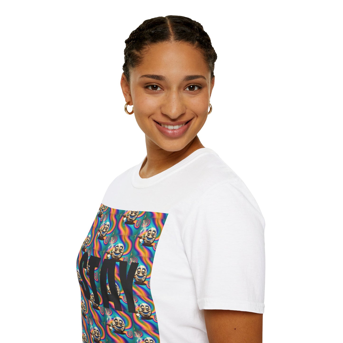 Stay Stoned Unisex Softstyle T-Shirt - Retro Vibe Graphic Tee for Fun Gatherings