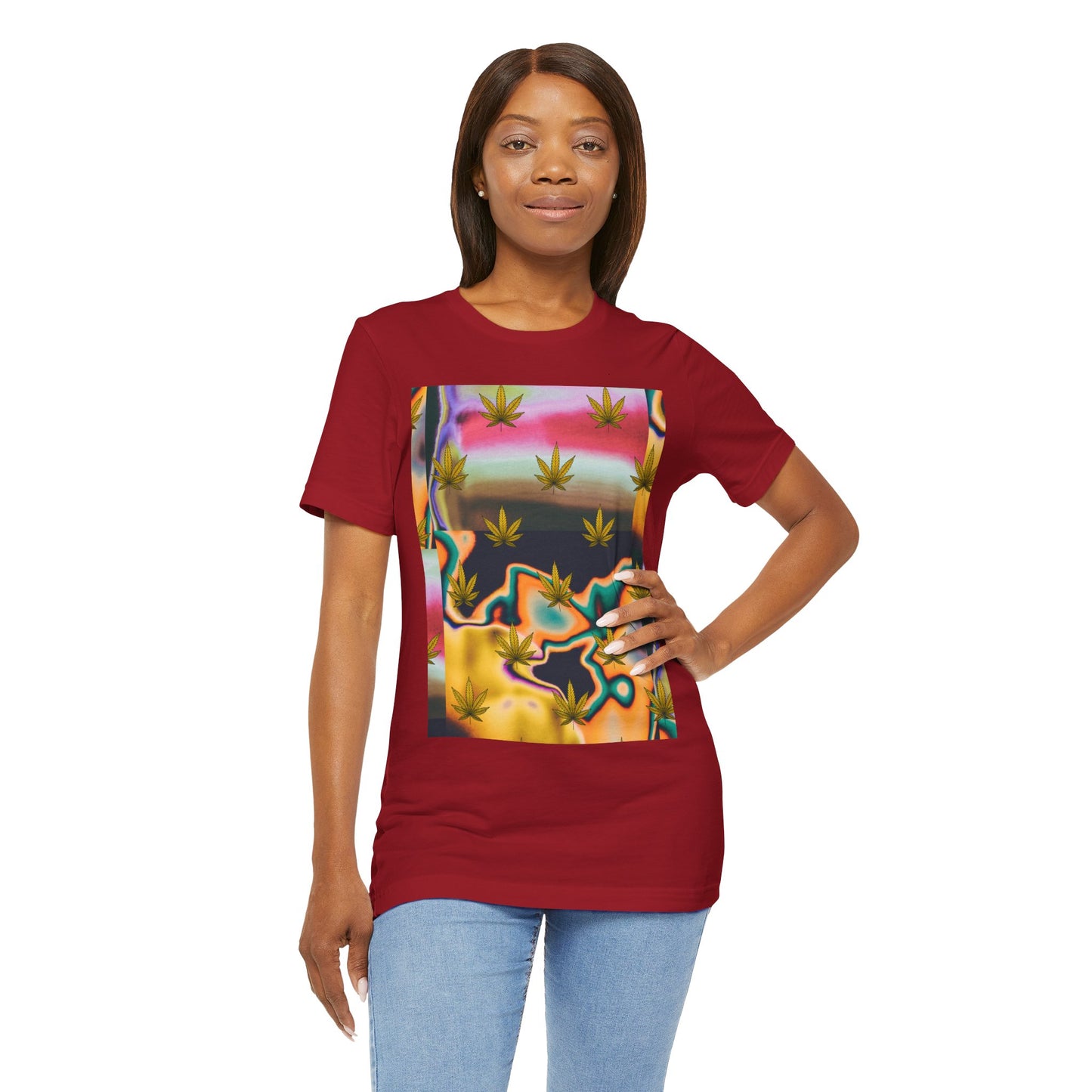 Vibrant Leaf Graphic Tee - Unisex Jersey Short Sleeve T-Shirt