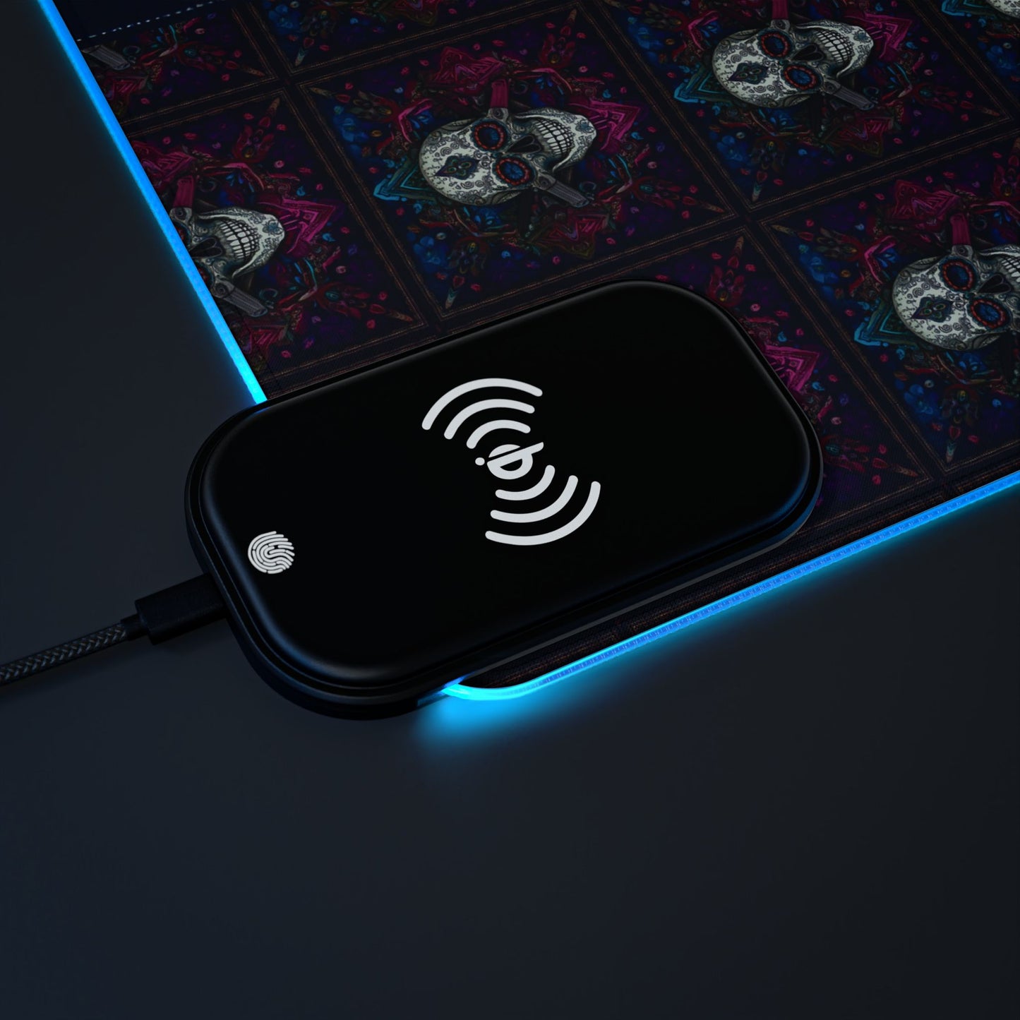 Skull Magic LED Gaming Mouse Pad, Wireless Charging