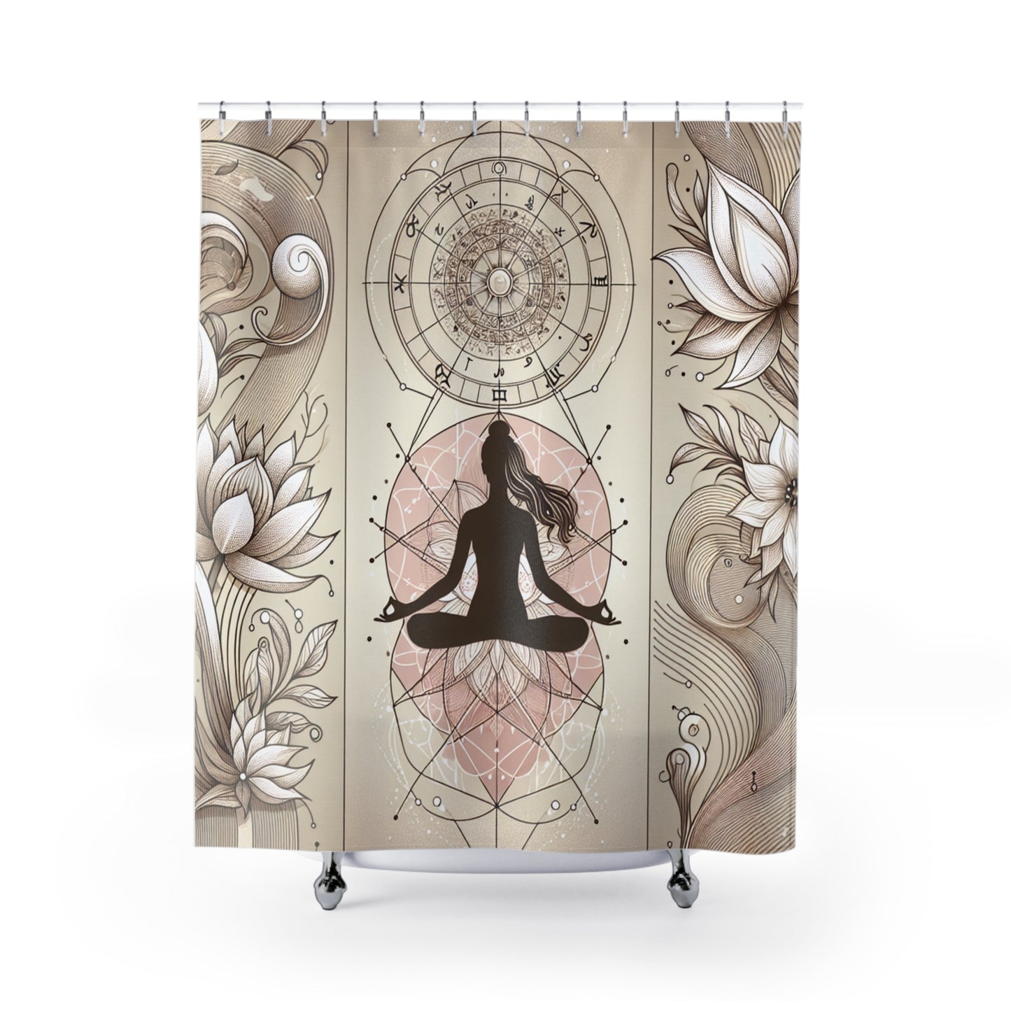 Zen Mandala Shower Curtain - Elegant Yoga & Astrology Design for Tranquil Spaces