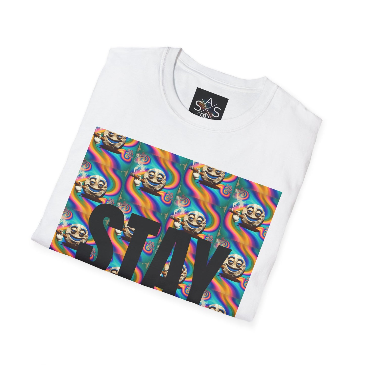Stay Stoned Unisex Softstyle T-Shirt - Retro Vibe Graphic Tee for Fun Gatherings