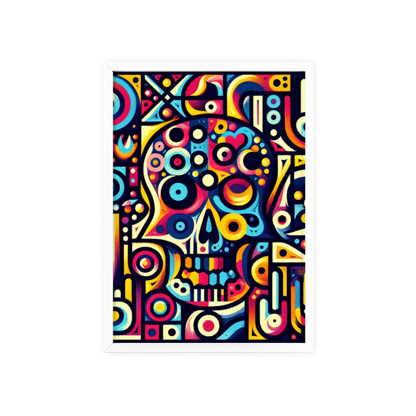 Skull Rock N Roll Posters with Wooden Frame