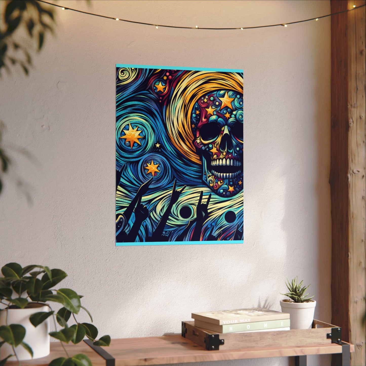 Midnight Rock N Roll Textured Watercolor Matte Posters