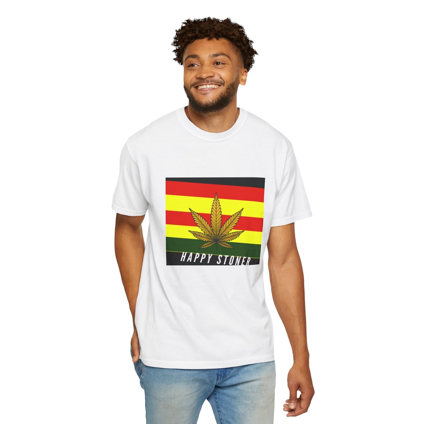 Happy Stoner Unisex Garment-Dyed T-shirt - Chill Vibes for Cannabis Enthusiasts