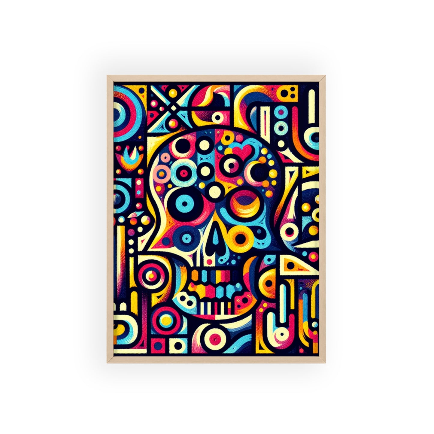 Skull Rock N Roll Posters with Wooden Frame
