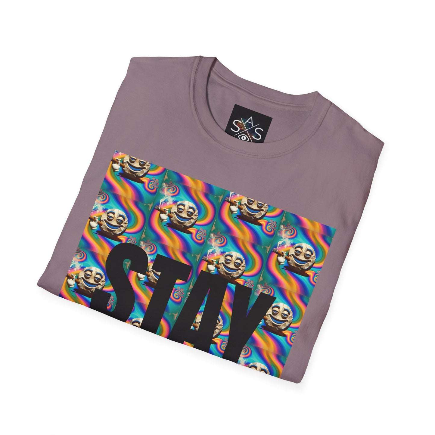 Stay Stoned Unisex Softstyle T-Shirt - Retro Vibe Graphic Tee for Fun Gatherings