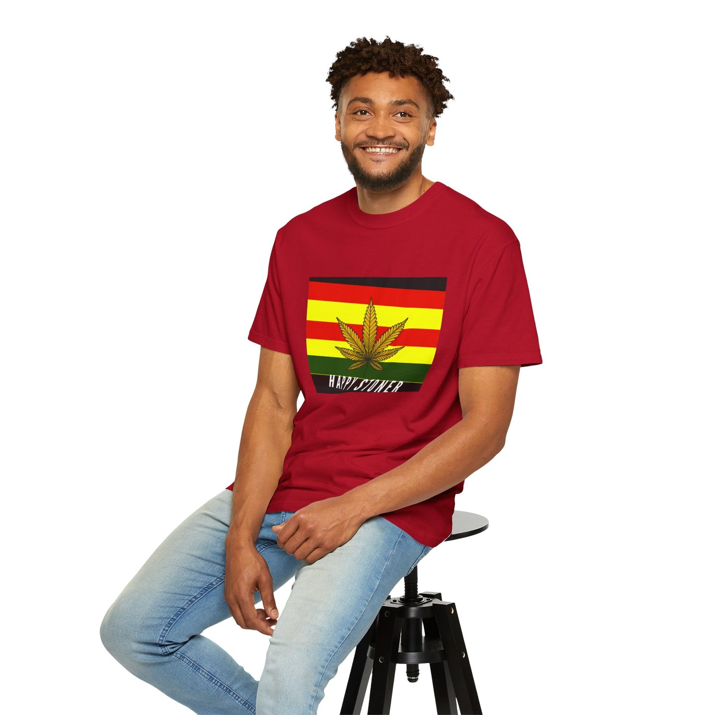 Happy Stoner Unisex Garment-Dyed T-shirt - Chill Vibes for Cannabis Enthusiasts