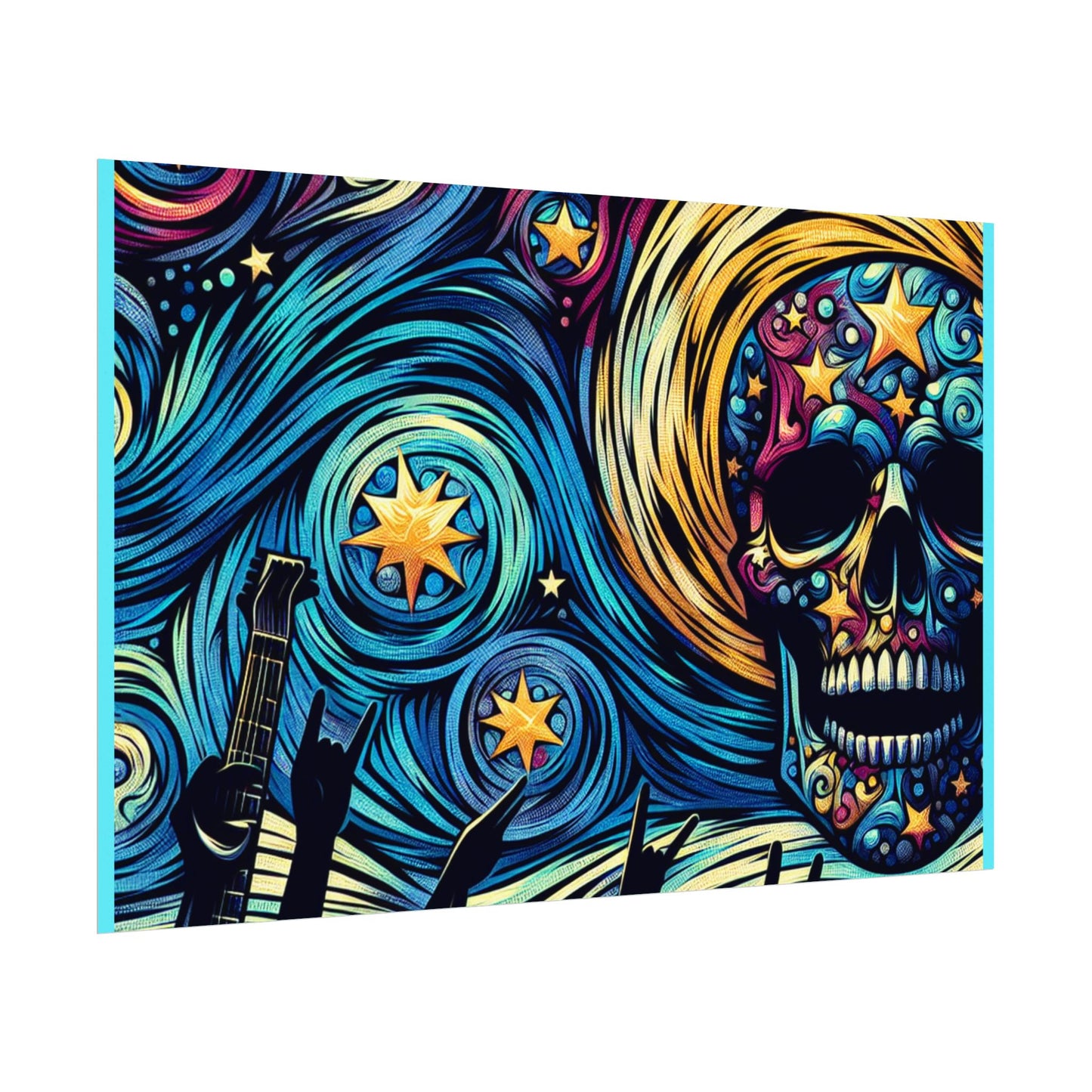 Midnight Rock N Roll Textured Watercolor Matte Posters