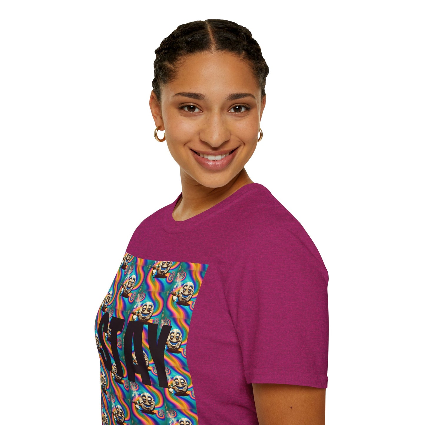 Stay Stoned Unisex Softstyle T-Shirt - Retro Vibe Graphic Tee for Fun Gatherings