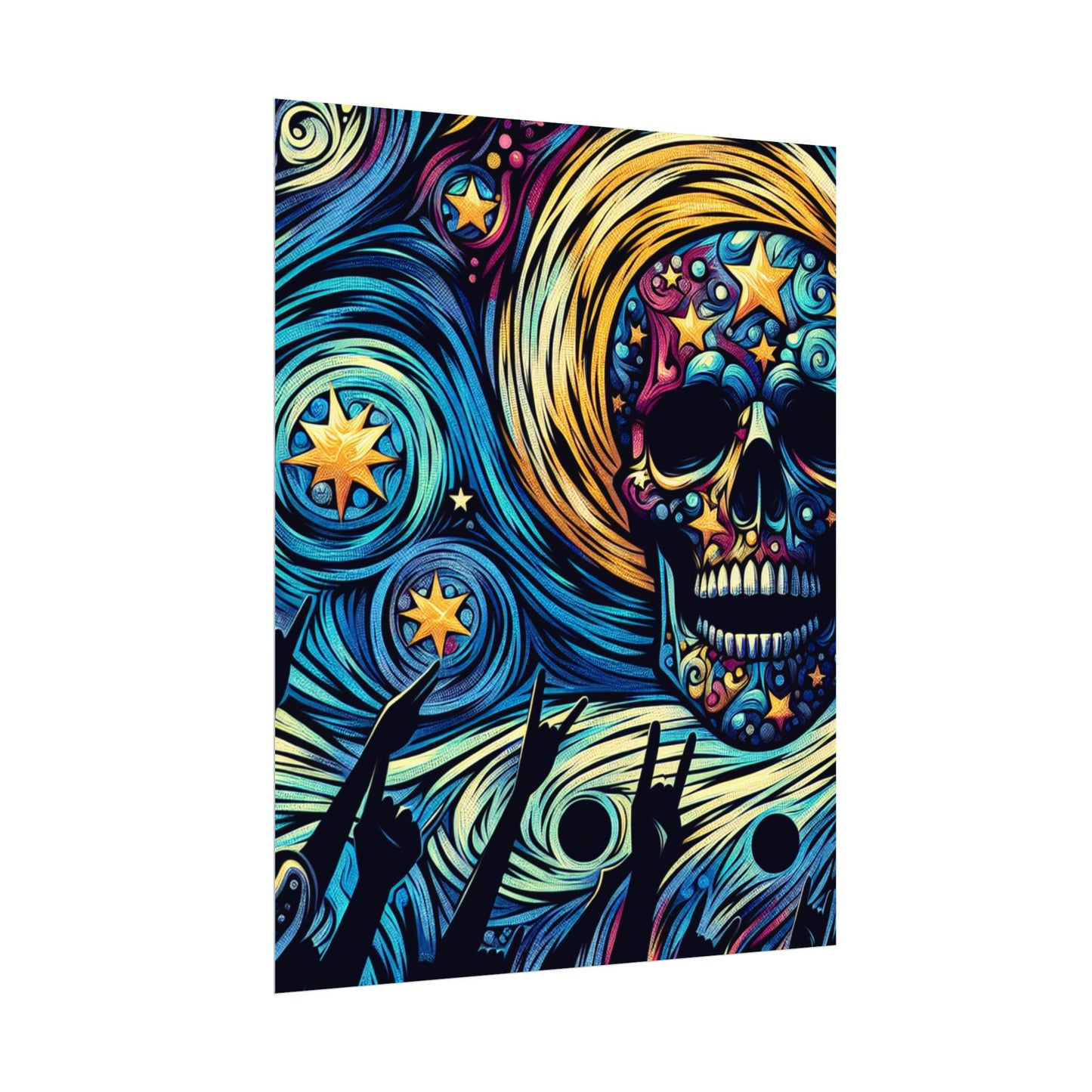 Midnight Rock N Roll Textured Watercolor Matte Posters