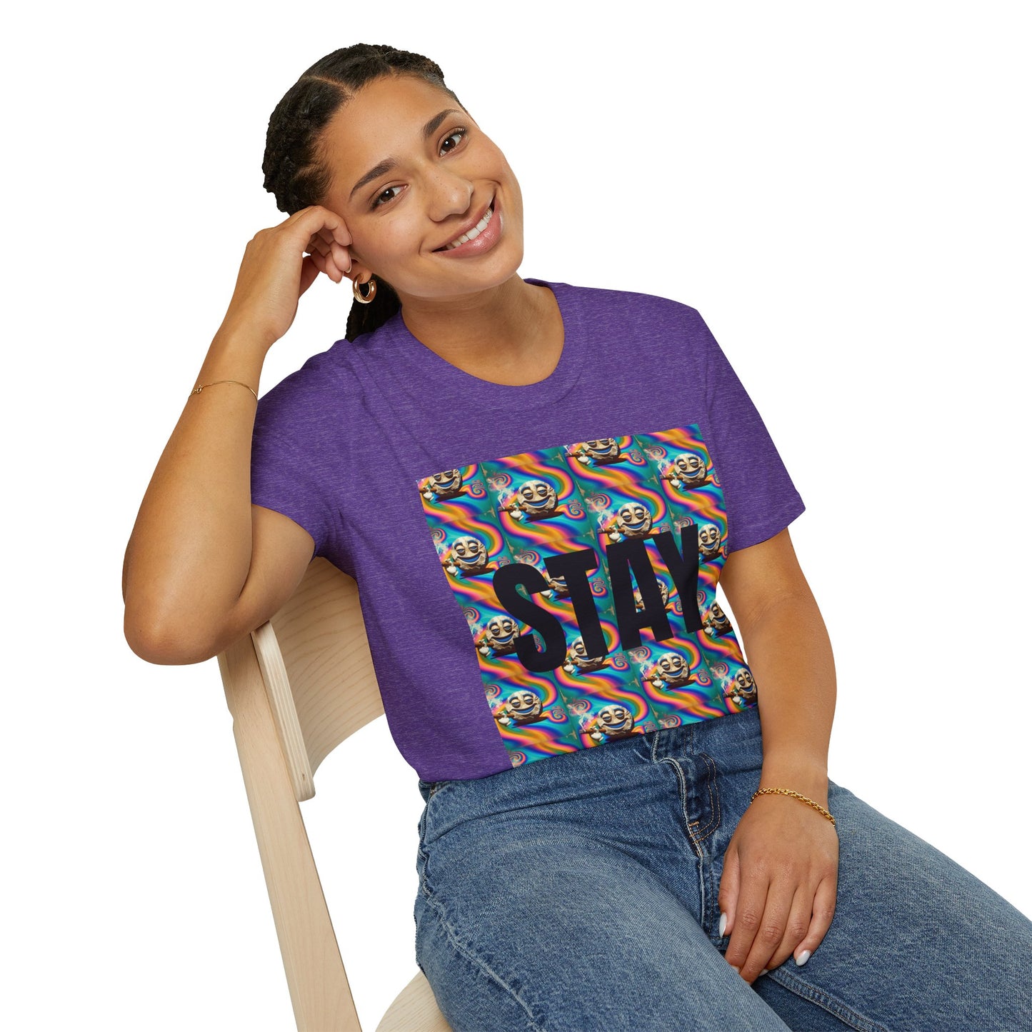 Stay Stoned Unisex Softstyle T-Shirt - Retro Vibe Graphic Tee for Fun Gatherings