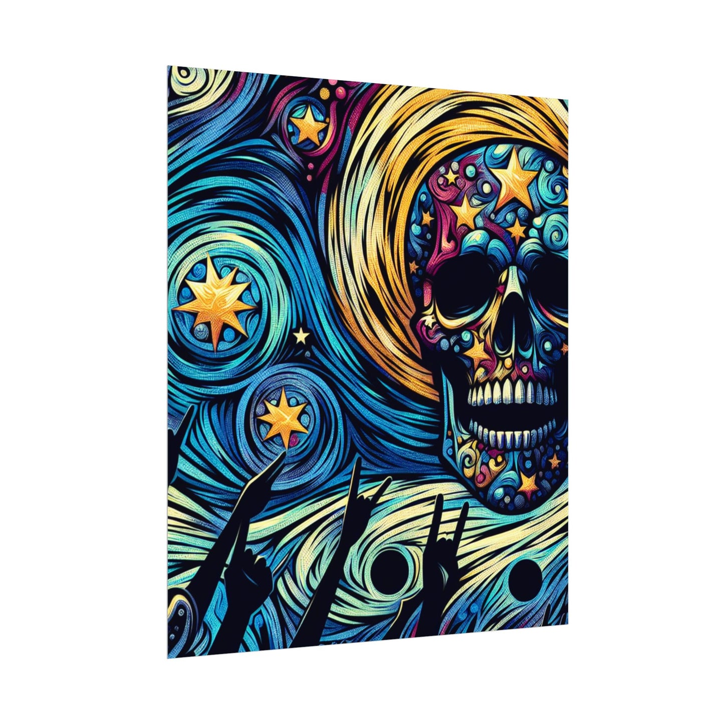 Midnight Rock N Roll Textured Watercolor Matte Posters