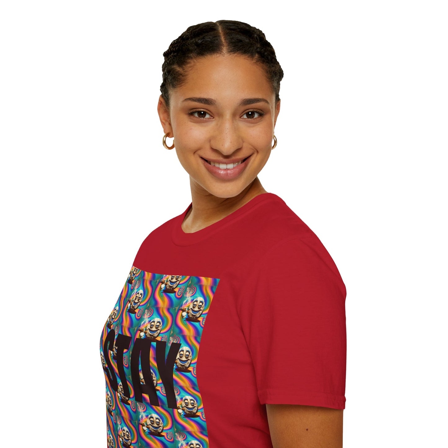 Stay Stoned Unisex Softstyle T-Shirt - Retro Vibe Graphic Tee for Fun Gatherings