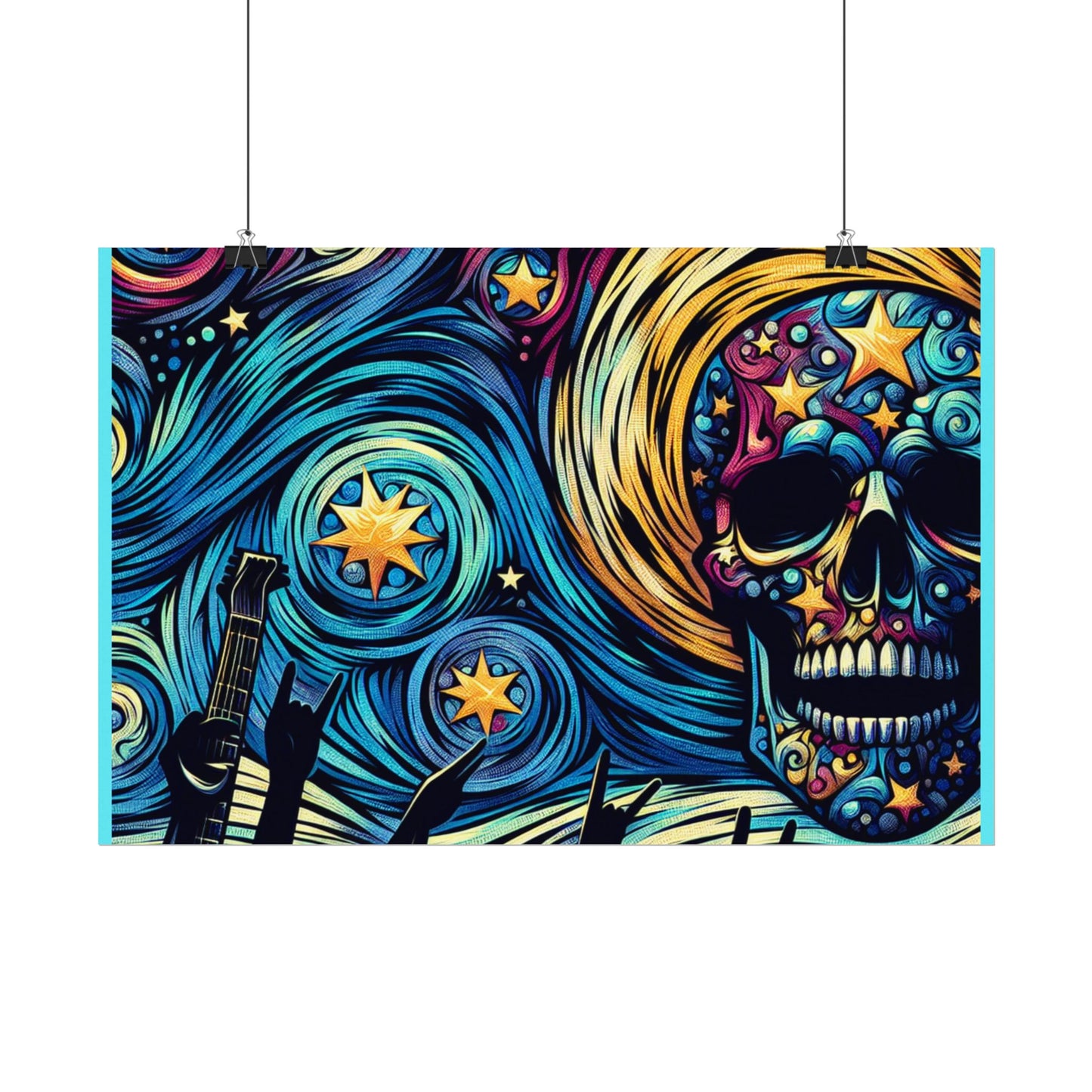 Midnight Rock N Roll Textured Watercolor Matte Posters