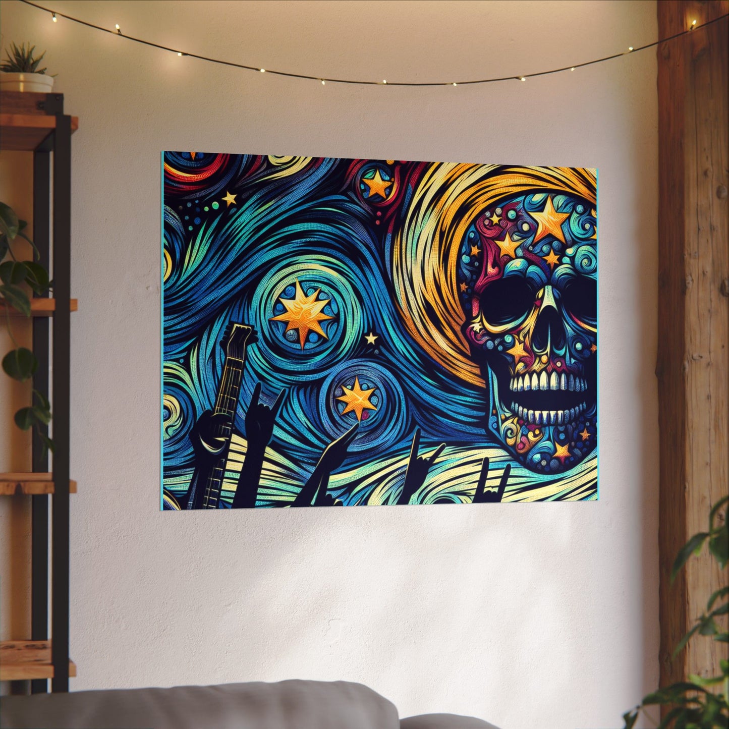 Midnight Rock N Roll Textured Watercolor Matte Posters