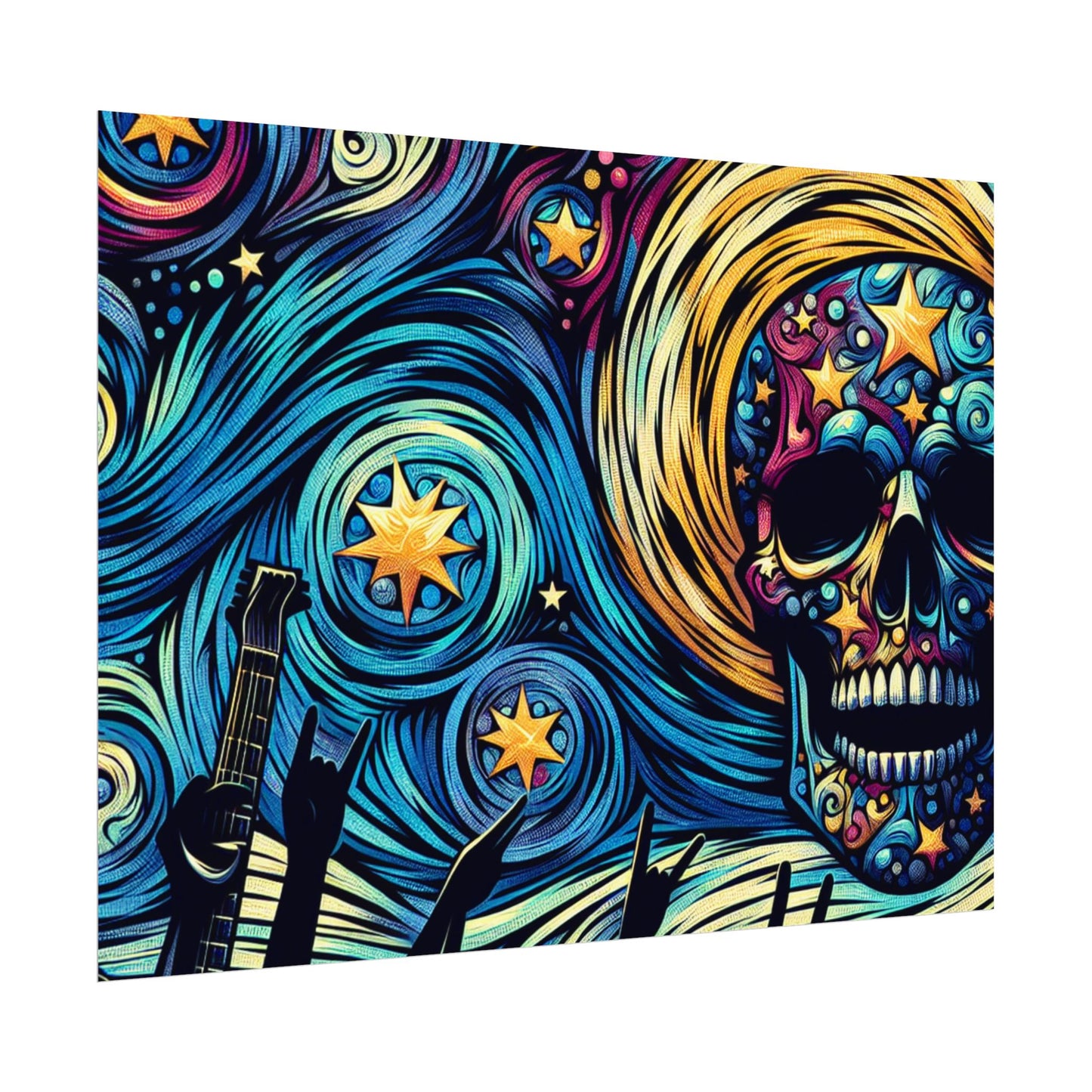 Midnight Rock N Roll Textured Watercolor Matte Posters