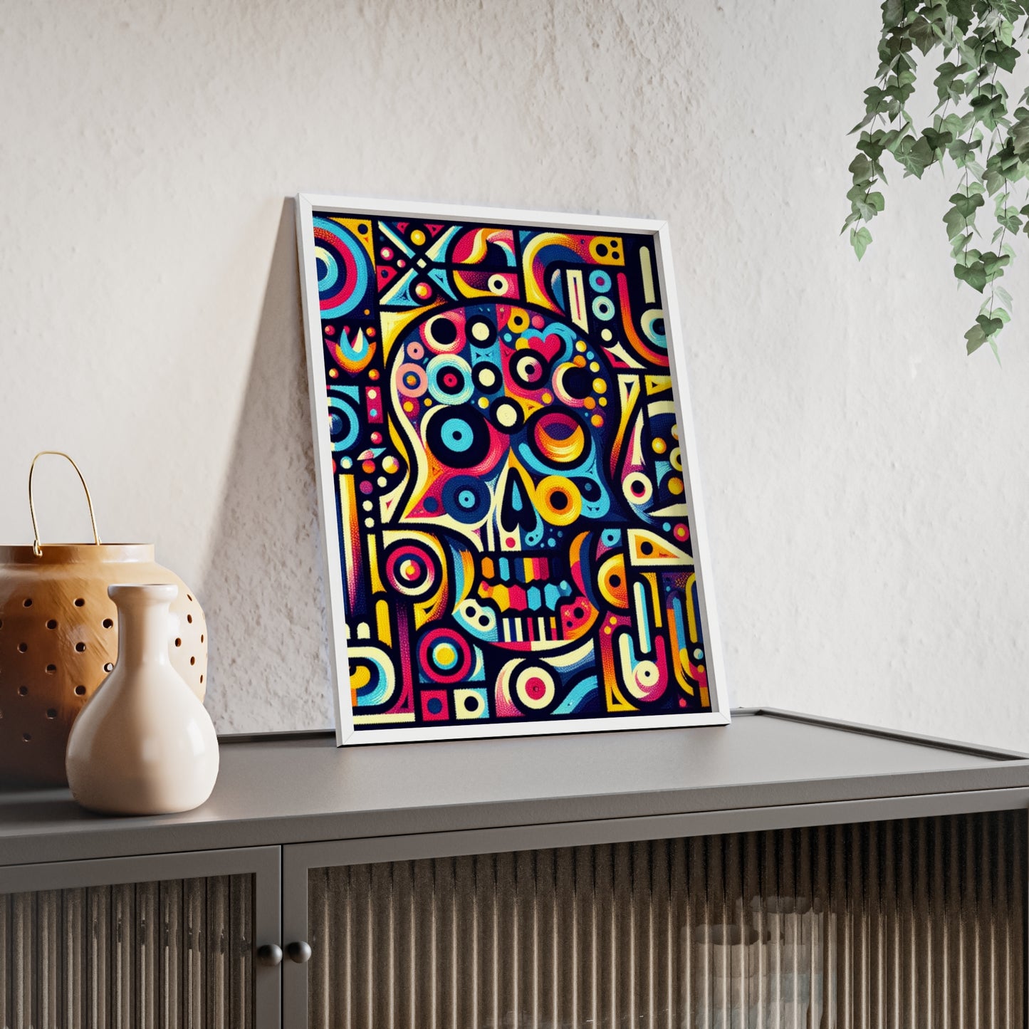 Skull Rock N Roll Posters with Wooden Frame