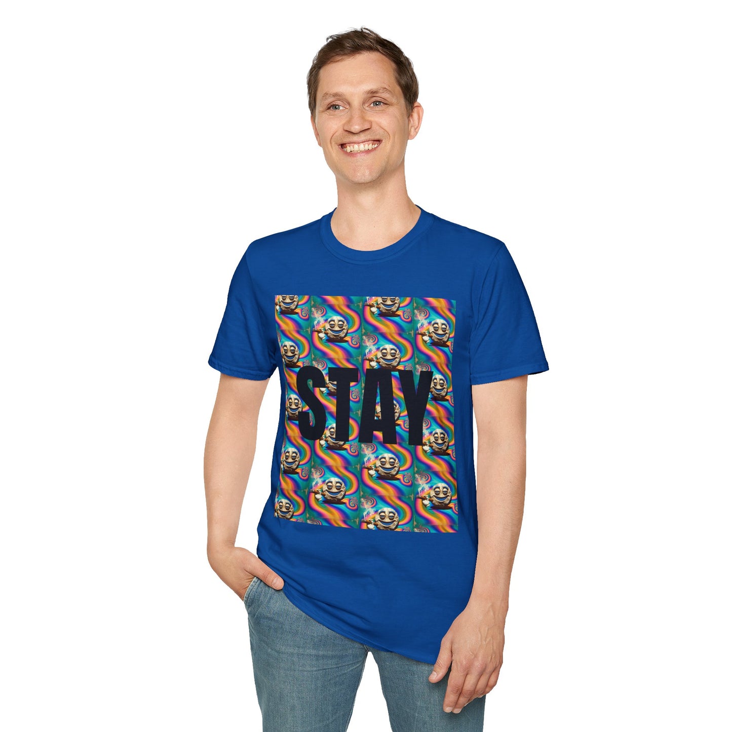 Stay Stoned Unisex Softstyle T-Shirt - Retro Vibe Graphic Tee for Fun Gatherings