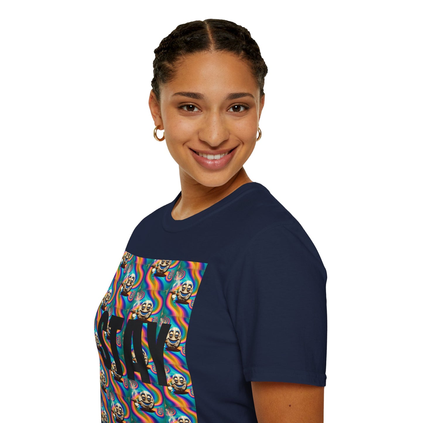 Stay Stoned Unisex Softstyle T-Shirt - Retro Vibe Graphic Tee for Fun Gatherings