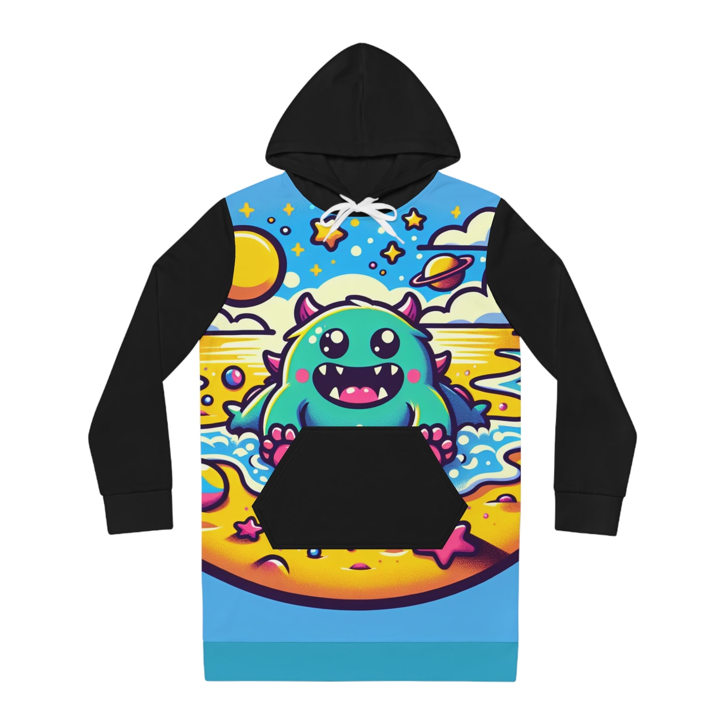Cute Monster Beach Hoodie Dress - Fun and Colorful Summer Wear