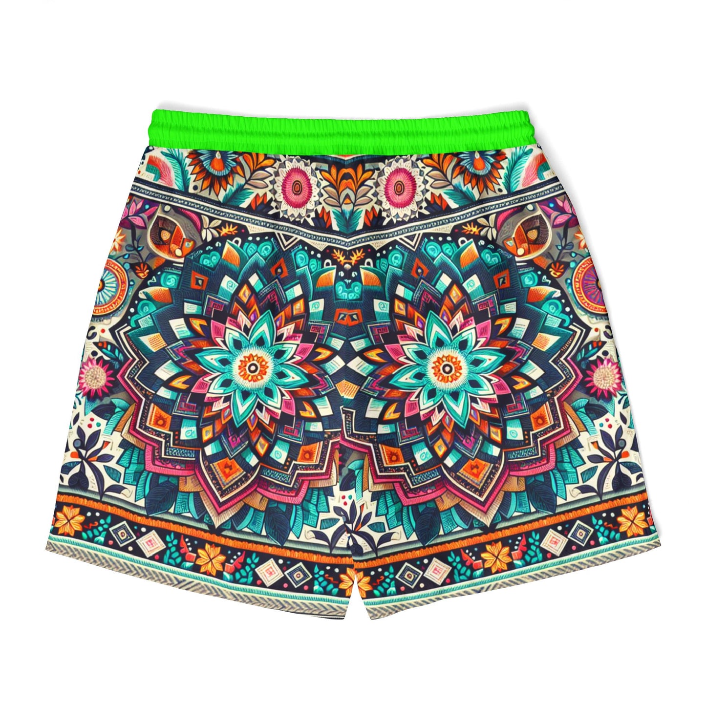 Vibrant Mandala Unisex Swim Shorts - Colorful Beachwear for Summer Fun