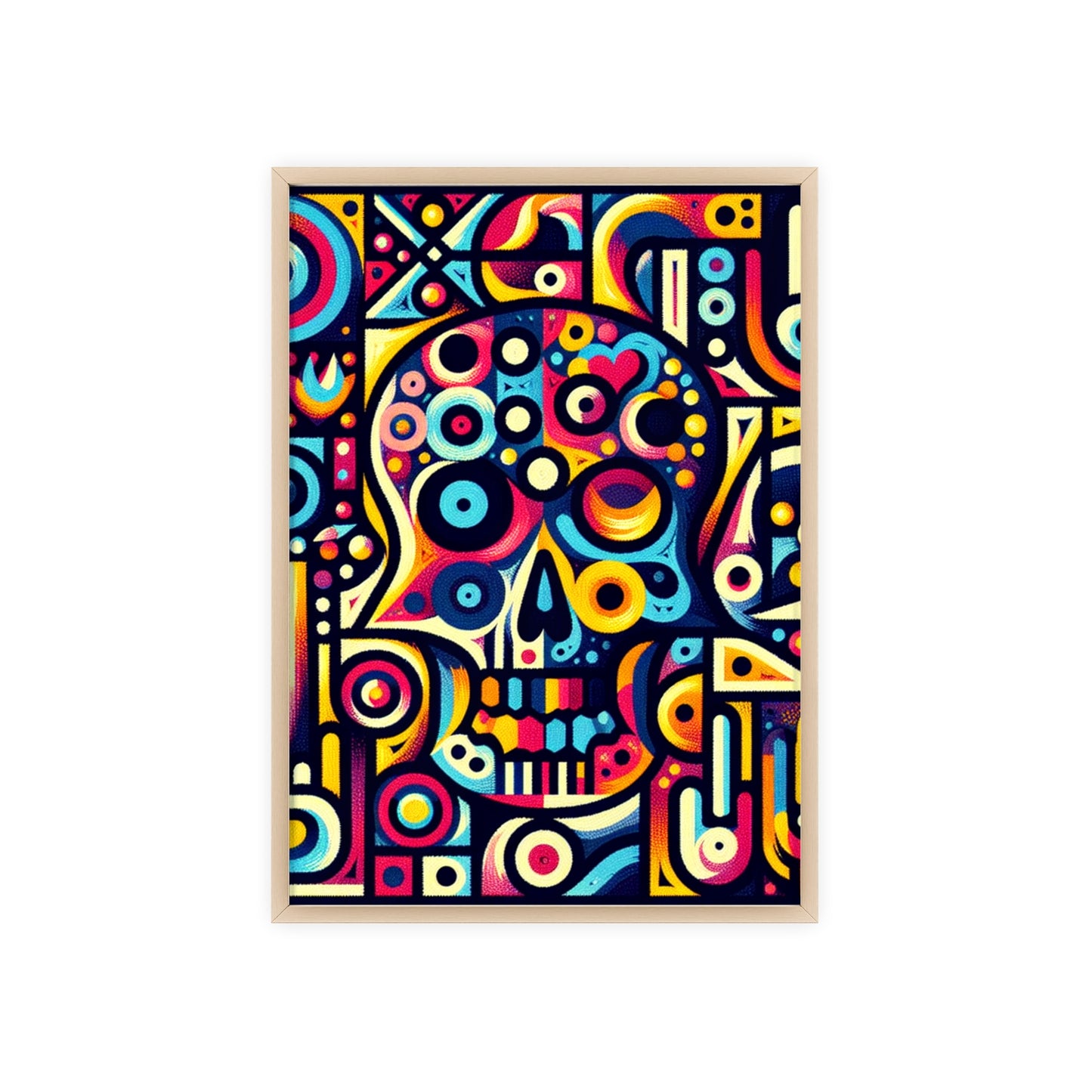 Skull Rock N Roll Posters with Wooden Frame