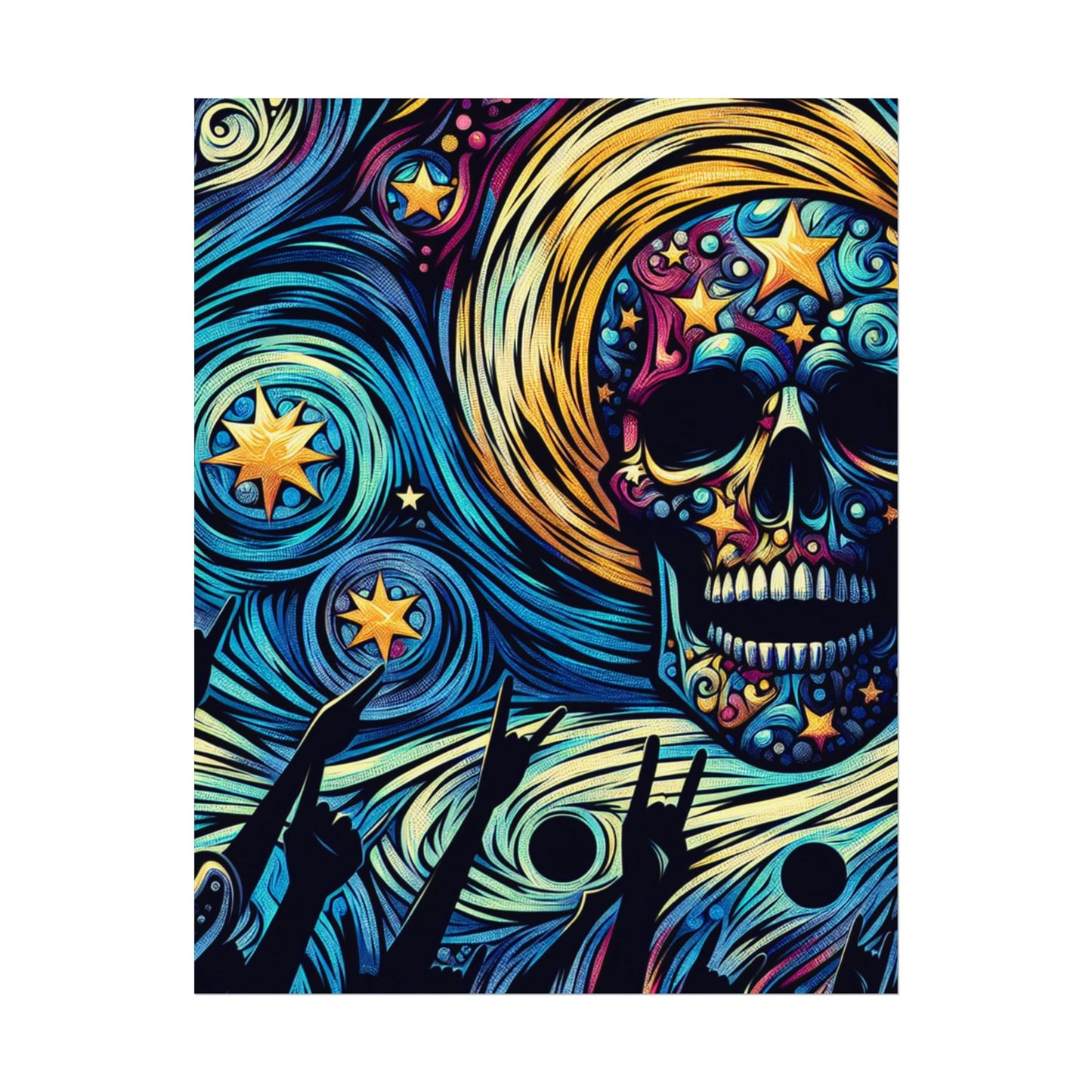 Midnight Rock N Roll Textured Watercolor Matte Posters