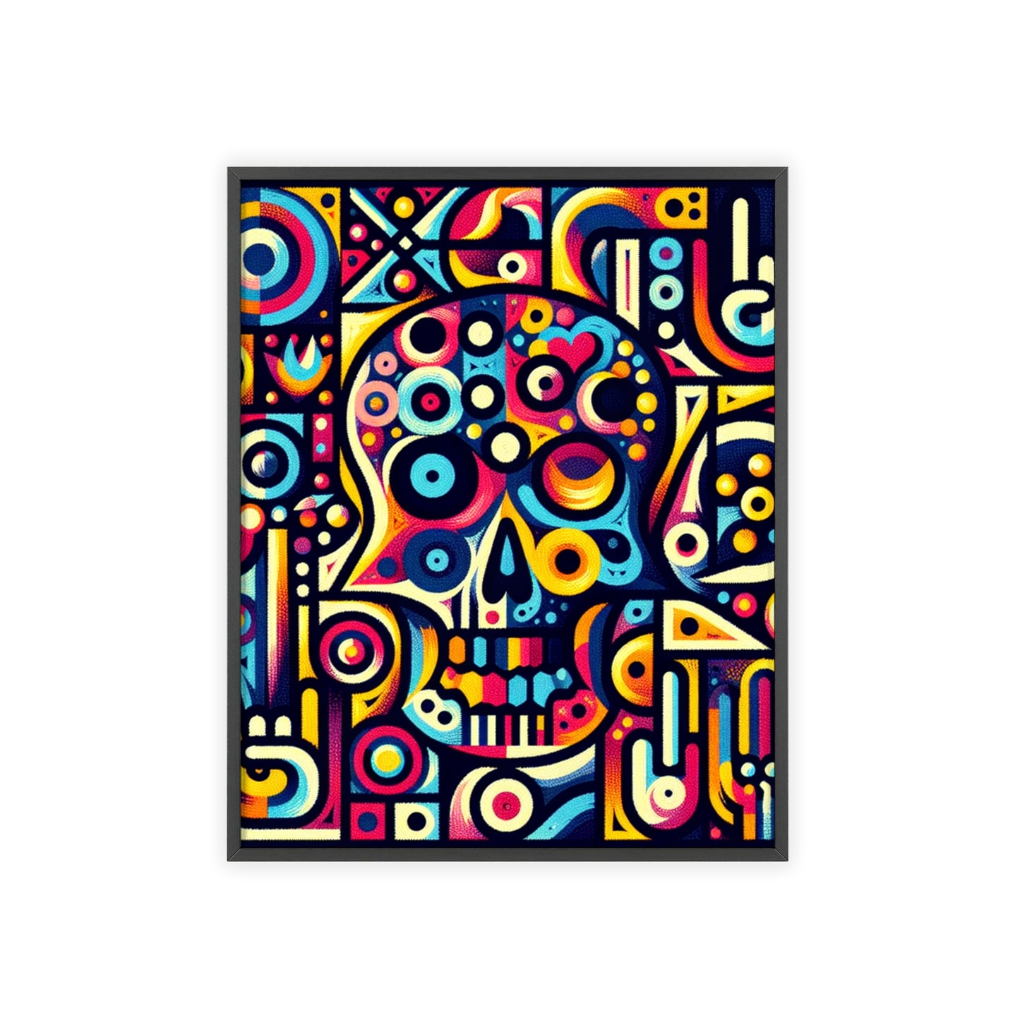 Skull Rock N Roll Posters with Wooden Frame
