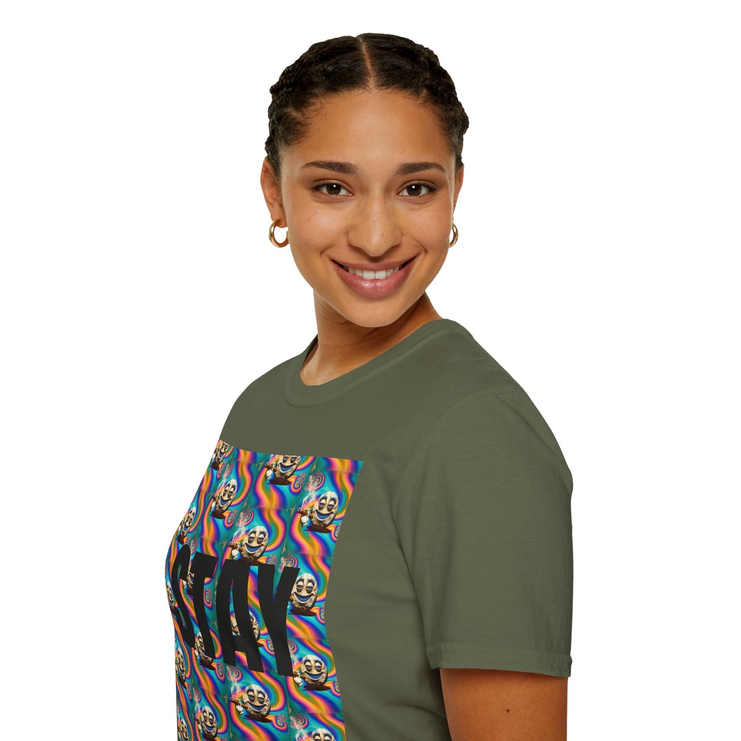 Stay Stoned Unisex Softstyle T-Shirt - Retro Vibe Graphic Tee for Fun Gatherings