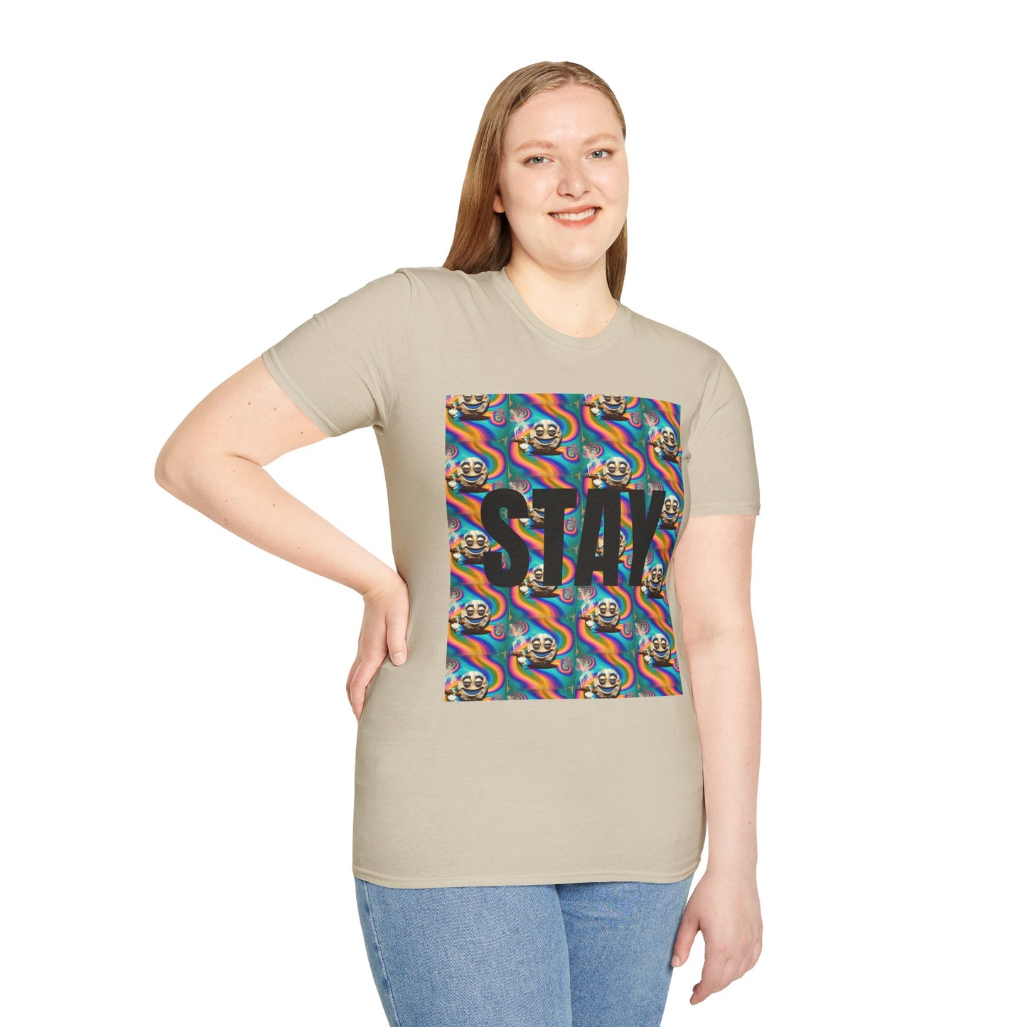 Stay Stoned Unisex Softstyle T-Shirt - Retro Vibe Graphic Tee for Fun Gatherings