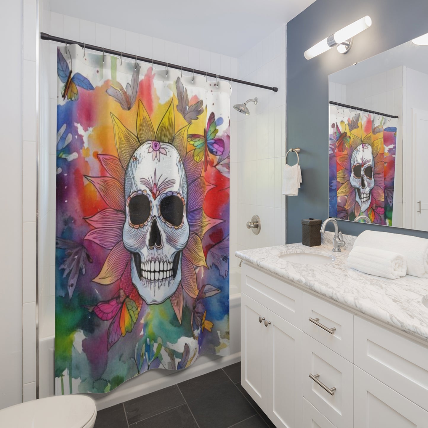 The Phantom Bloom Shower Curtains