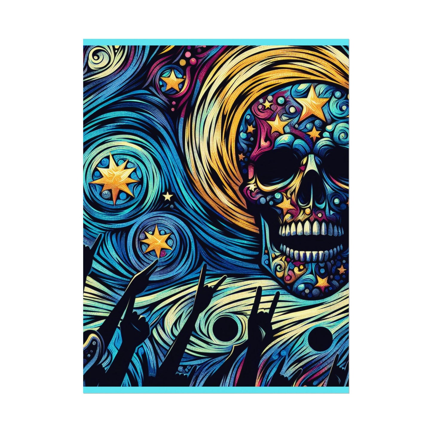 Midnight Rock N Roll Textured Watercolor Matte Posters