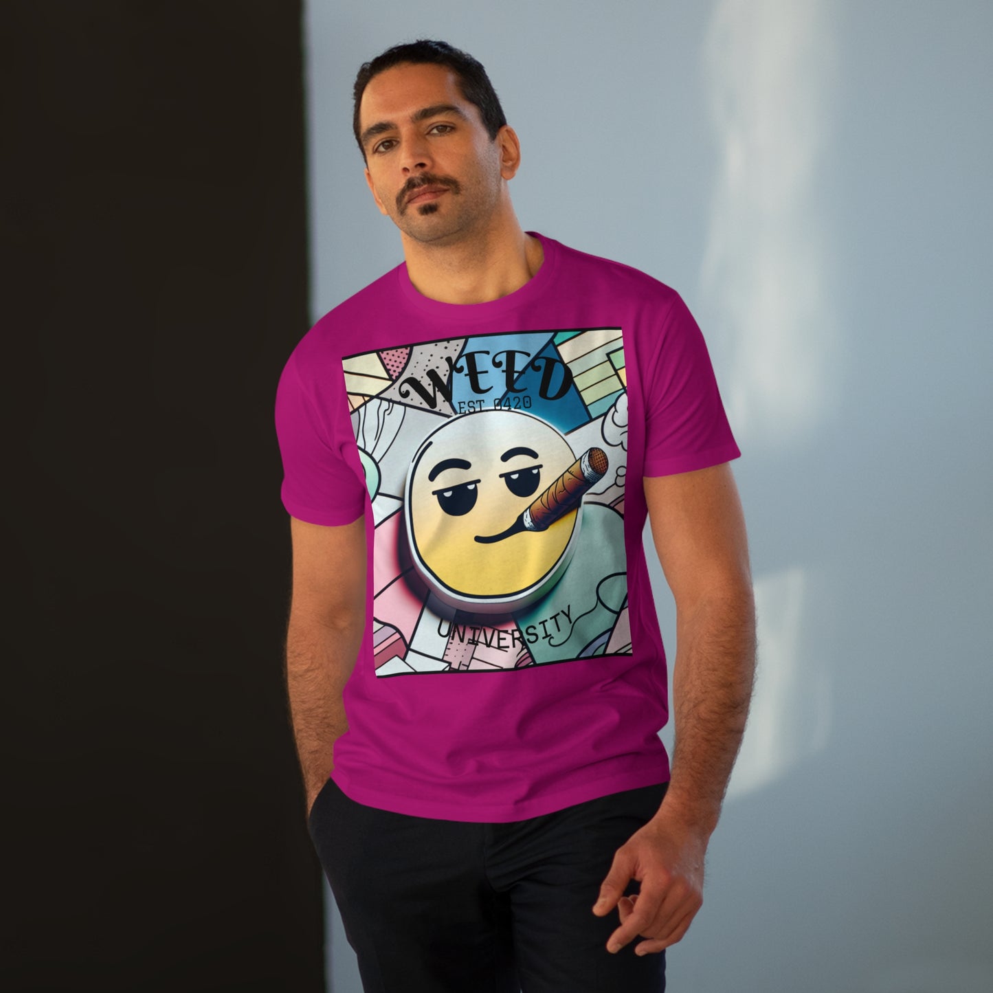 Cozy Weed University Tee - Modern Fit Cannabis T-Shirt for Fun Lovers