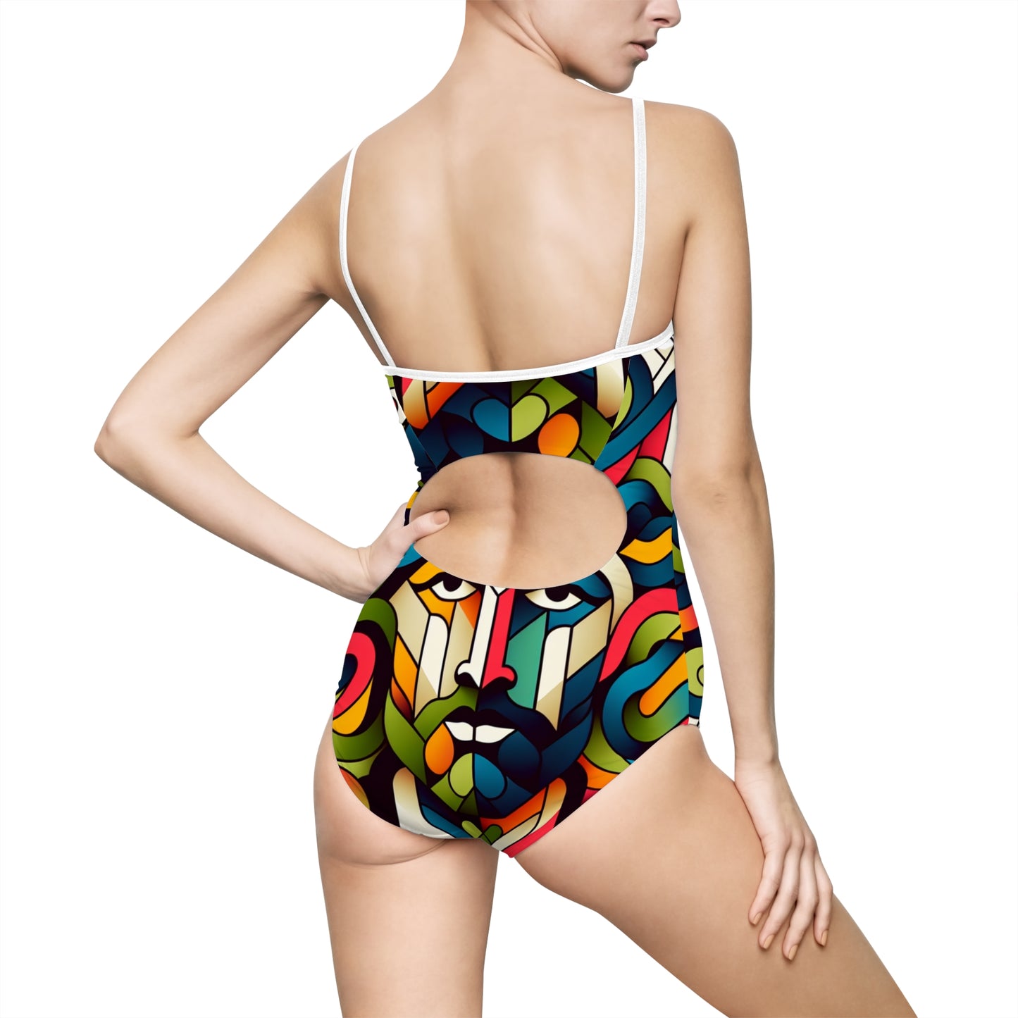 Colorful Artistic Women's One-Piece Swimsuit with Abstract Design