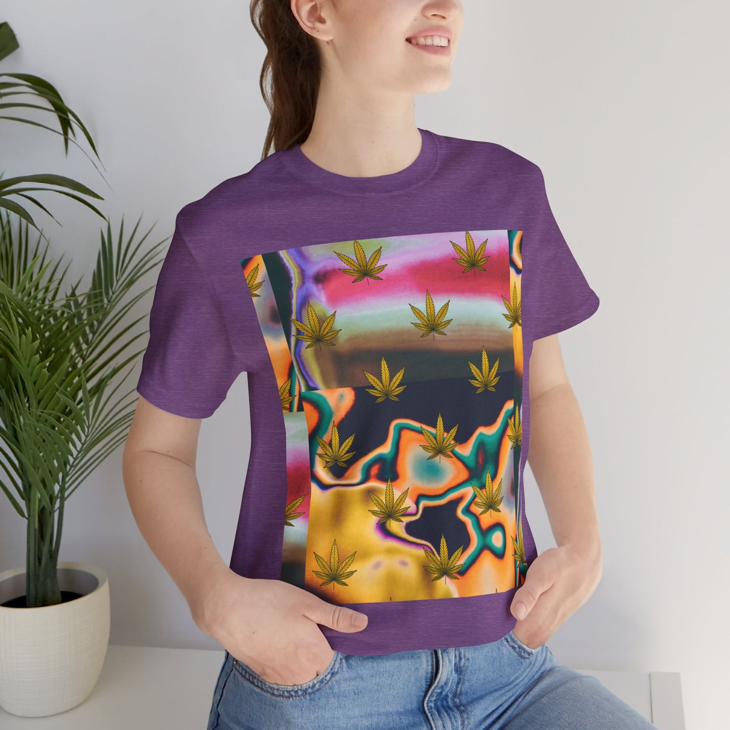 Vibrant Leaf Graphic Tee - Unisex Jersey Short Sleeve T-Shirt