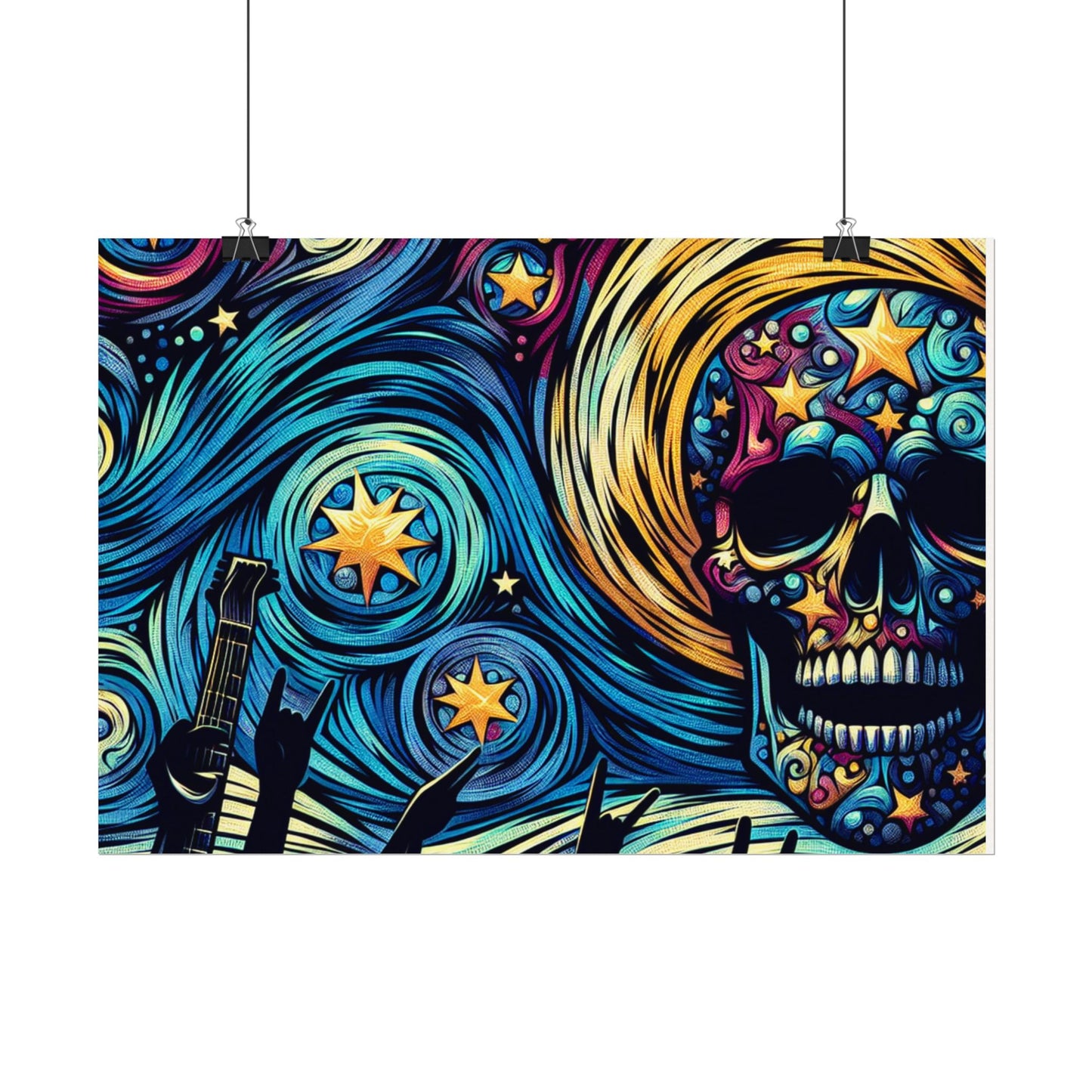 Midnight Rock N Roll Textured Watercolor Matte Posters