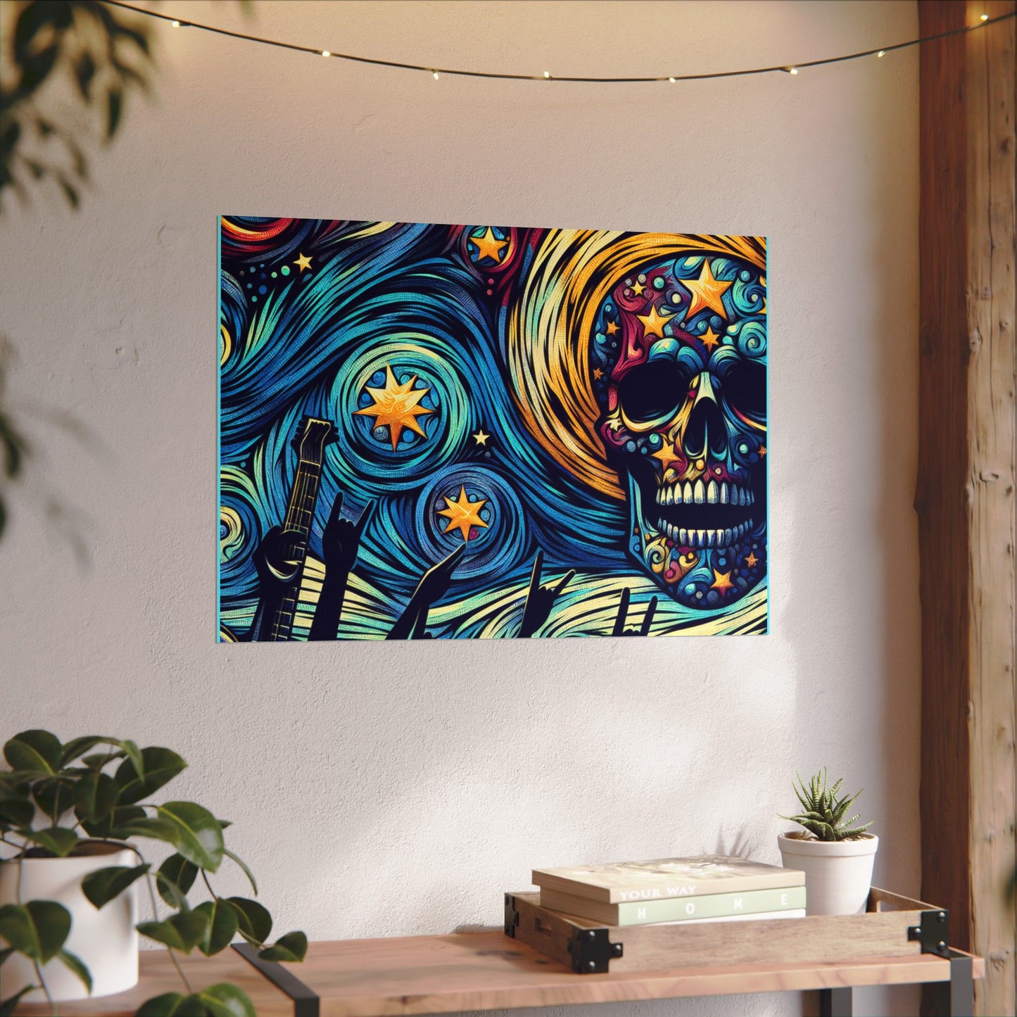 Midnight Rock N Roll Textured Watercolor Matte Posters