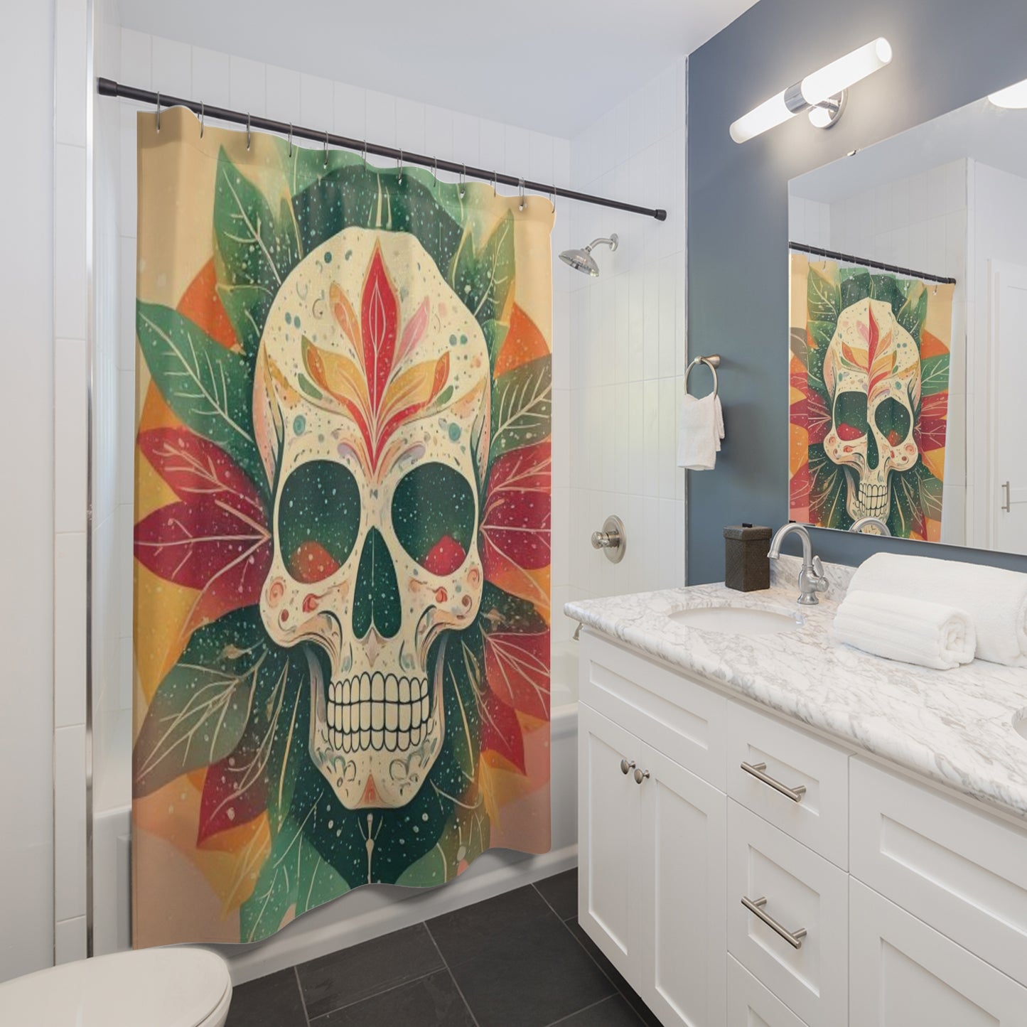Skeletal Bloom Shower Curtains