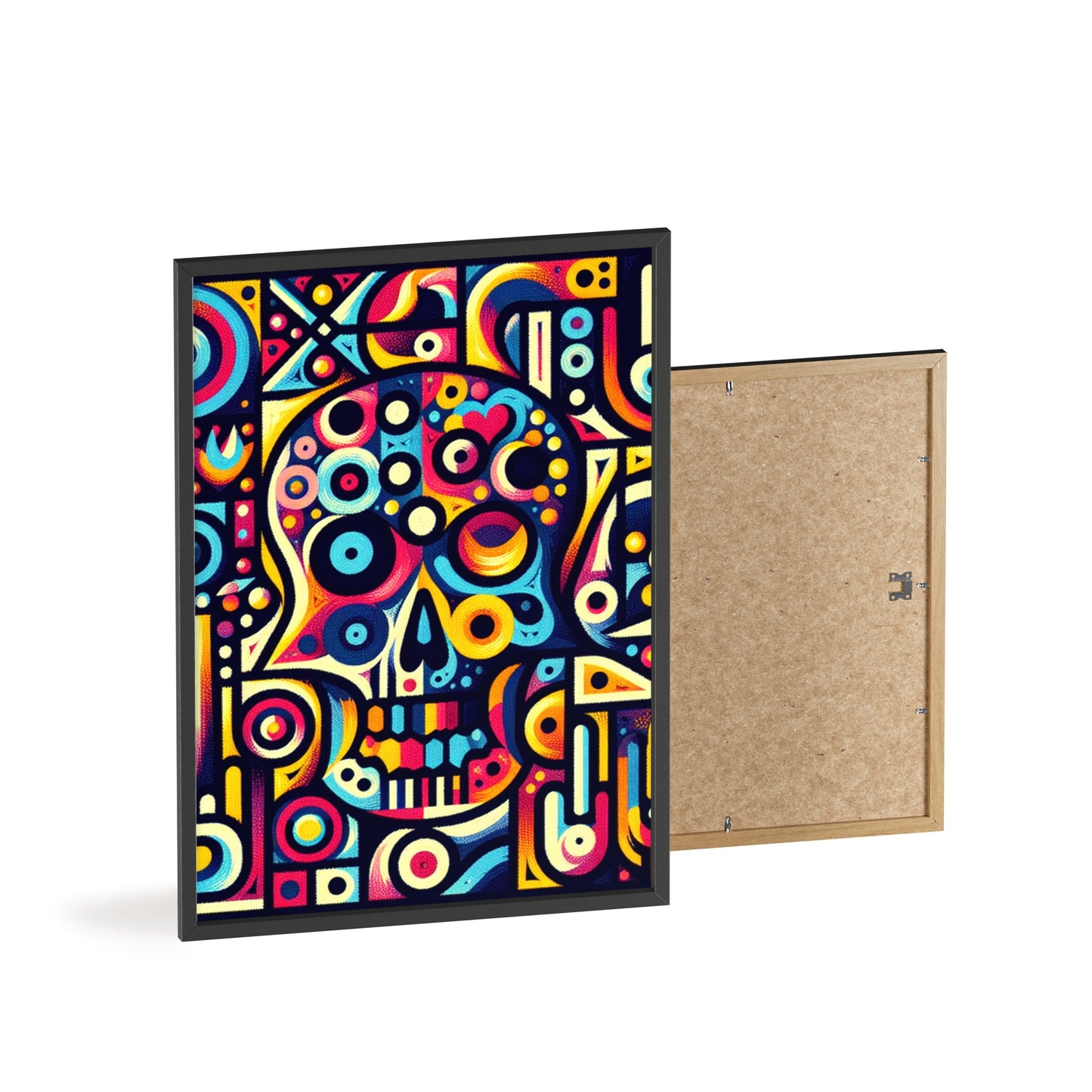 Skull Rock N Roll Posters with Wooden Frame