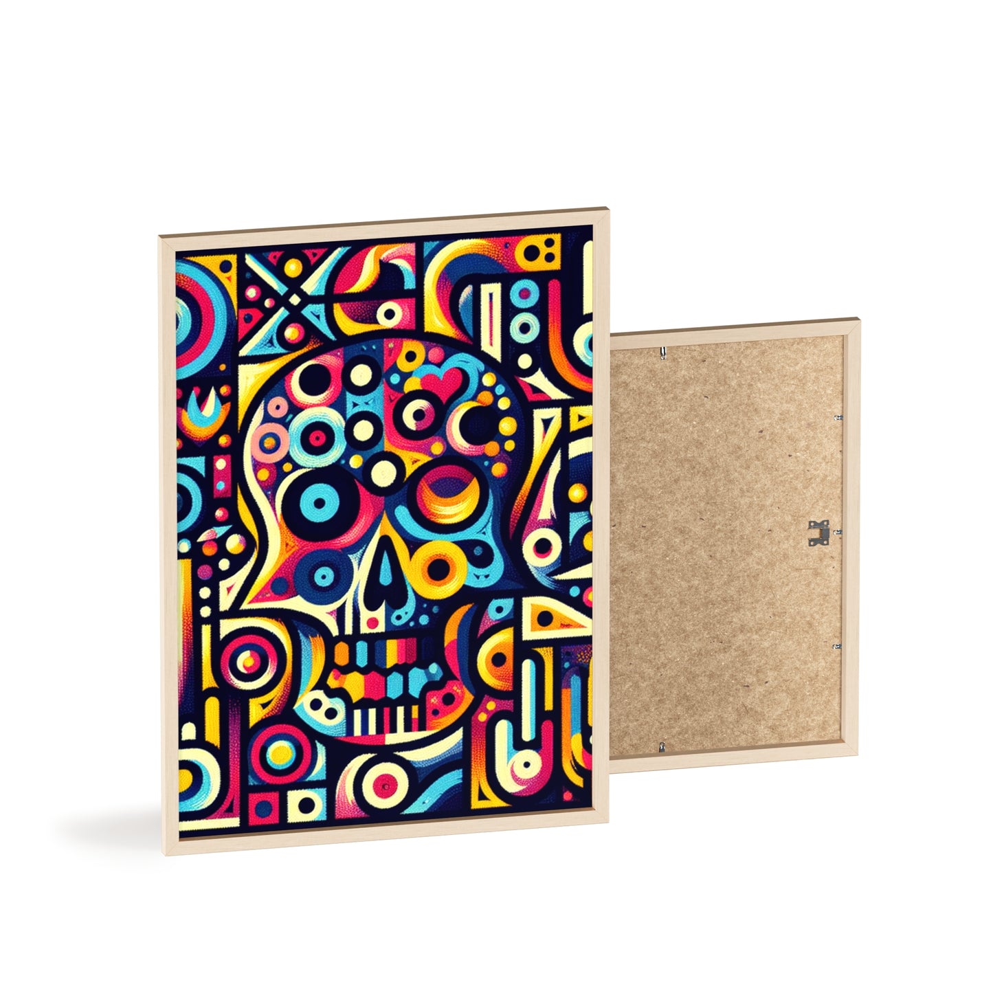 Skull Rock N Roll Posters with Wooden Frame