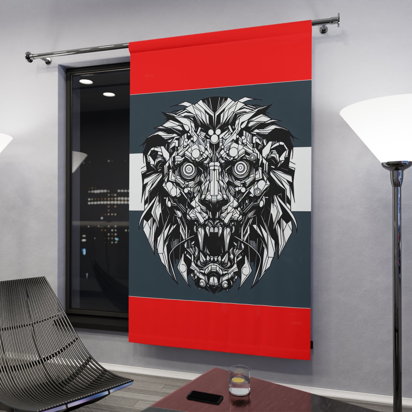 Simple Alluring Style Lions Head Window Curtains (1 Piece)